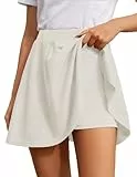 DRESSTELLS Rock mit Hose Damen Karneval Skater Rock mit Short Integriert A-Linie Hohe Taille Minirock Fasching Informell Faltenrock White L