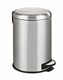 WENKO Küchen Abfalleimer Mod. Leman, 20 Liter, Mülleimer mit Absenkautomatik, Tretfunktion, herausnehmbarem Einsatz, aus rostfreiem Edelstahl, 30, 5 x 44 x 37, 5 cm