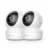 EZVIZ 1080P WLAN IP Kamera, schwenkbare Überwachungskamera Innen mit Zwei-Wege-Audio, Bewegungsverfolgung, IR Nachtsicht für Haustier, Babyphone kompatibel Alexa, 2,4 GHz WLAN, C6N 2 Set