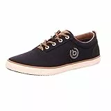 bugatti Canvas Sneaker aus Baumwolle, Low-Top-Leinenschuh mit robuster Gummisohle, Blau, 43 EU