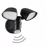 TELEFUNKEN - LED Außenleuchte, Außenwandspot mit Sensor, schwenkbar 10 Watt, 1000 Lumen, 4000 Kelvin neutral weißes Licht, IP44, 258x218x160mm (LxBxH), Ausladung 160mm, schwarz