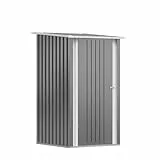 Devoko Metall Gerätehaus 96x98x160cm, Geräteschuppen mit Pultdach, Stark & Rostfrei, Inkl. Arbeitshandschuhe, Verriegelbarer Drehtür, Kleine Gartenhaus aus Stahl für Hinterhof, Terrasse, Rasen, Grau