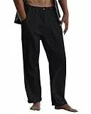 LVCBL Herren Einfarbig Klassische Hose Elastischer Bund Sommer Strand Gewicht Schwarz 3XL
