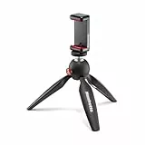 Manfrotto MKPIXICLMII-BK, Mini-Stativ mit universeller Smartphone-Klemme, Made in Italy, für iPhone mit oder ohne Tasche, CSC, Vlogging, Videografie, Schwarz