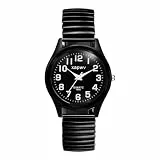 Avaner Uhren Herren Damen Armbanduhr: Herrenuhren Modische Damenuhren mit großen Ziffern LEICHT ZU LESEN Analog Quarzuhr mit elastische Armband für Frauen Männer Paare Schwarz