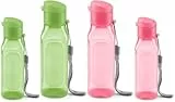 MILTON Bulk Wasserflaschen Set mit 4 – 10 und 480 ml Mehrfarbige Flaschen für Kinder und Erwachsene – auslaufsicher mit Tragegurt – quadratische wiederverwendbare Flaschen für Saft, Getränke, BPA-frei