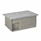 Relaxdays Igelhaus, Bausatz, Igelbau mit Boden, Rattenklappe & Labyrintheingang, Holz, HxBxT: 21 x 46 x 34 cm, grau