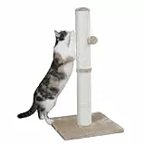 Kerbl Pet Kratzsäule Opal Maxi, Kratzbaum, beige, Natursisal, 38x38x78cm, kleine bis normalgroße Katzen, mit Sisalseil, zur Krallenpflege, Plüschball