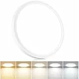 Swoieltr Deckenlampe LED Deckenleuchte Flach Rund mit 5 Farben-3000/3500/4000/5000/6500K, Ø18cm 15W 1680LM IP44 Wasserfest Badezimmer Lampe, Badlampe Decke Küchenlampe für Küche Bad Schlafzimmer Flur