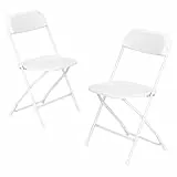 LEADZM 2er-Set Klappstühle aus Kunststoff, Tragbare Bürostuhl,Metallgestell aus Stahl, 158 KG, Geeignet für Partys, Hochzeiten, Picknicks,Campingstühle,Drinnen und Draußen (2pcs-Weiß)