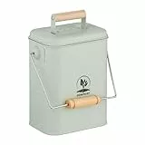 Relaxdays Komposteimer Küche, 3,5 Liter, 2 Aktivkohlefilter, Deckel, Henkel, Eisen & Holz, Biomüllbehälter, mintgün