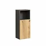 trendteam smart living - PureBliss - Standschrank - Anthrazit/Evoke Eiche - Rillenoptik - 1 offenes Fach + 1 Eonlageboden - (BxHxT) 40 x 95 x 31cm - Badezimmerschrank mit edlem Metallgriff