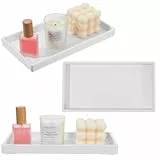 Badezimmer Tablett, Weiß Dekotablett Schminktisch Tablett Weiß Desktop Dekotablett Schmuck Schale Kosmetiktablett für Seifenspender Gewebe Kerzen Schminktisch-Accessoires
