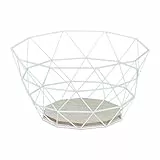 Relaxdays Obstkorb, dekorativer Obstschale, Obst & Gemüse, Eisen & Holz, Industrial Design, HBT: 14,5x28x28 cm, weiß