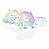 ASUS Prime MR120 White 3in1 ARGB Reverse-Gehäuselüfter 3er-Set (beidseitige Beleuchtung, 20 adressierbare RGB-LED, 28 mm, PWM-Steuerung, Lüfterdrehzahl 1600 U/min, 23dB(A) Lärmpegel, 58 CFM, Weiß)