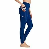 BAYGE Damen Sport Leggings Winter Hohe Taille Fleece Gefüttert Wasserdicht Blickdicht Bauchkontrolle Slim Fit Yogahose Sporthose Sweathose Fitnesshose mit Taschen, Blau, L