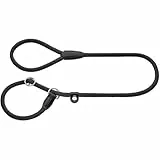 HUNTER Retriever-Hundeleine FREESTYLE, Farbe: schwarz, integrierte Halsung, stufenlos verstellbar, witterungsbeständig, pflegeleicht, griffig, robustes Tau mit Ledertipps, Größe: 8/170