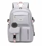 Wadirum Mode Schulrucksack für Mädchen und Jungen Cute Daypack für Frauen Grau