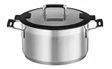 RÖSLE SILENCE PRO Kochtopf, Hochwertiger Universaltopf aus Edelstahl 18/10, 24 cm, Glasdeckel, Innenskalierung, induktionsgeeignet, spülmaschinengeeignet, Silberfarben / Schwarz