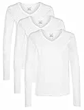 berydale Basic Langarmshirt Damen Baumwolle I 3er Set I Longsleeve Damen, T Shirt Langarm Damen, Longshirt Damen, Langarmshirts Damen, Tshirt Damen Langarm, Unterziehshirt Damen Weiß S