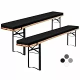 Showgeous 2er-Pack Bierbankauflage Gepolstert für Bierzeltgarnitur Bankauflage 220x25x3cm XL Waschbare Bierbankauflagen Gepolstert Auflage für Biertisch & Partyzeltgarnitur(Schwarz,Wasserabweisend)