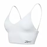Reebok Nahtloses Geripptes Crop Top für Damen | Leichter Halt Nahtloser BH ohne Bügel mit herausnehmbaren Pads | Damen Sport BHS Schwarz oder Weiß erhältlich in 4 Größen, weiß, M