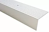 Effector Treppenkantenprofil zum Schrauben, 180 cm, 65x42 mm, Silber, Aluminium Bodenübergangsprofil, Übergangsleiste, Treppenschutzprofil, Treppenkantenschutz Aluwinkel Gelocht