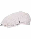 bugatti Herren Flatcap Karo | Leinen Baumwolle Sommer Cap | Leichte Schirmmütze Casual Beige
