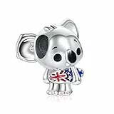 LaMenars Surfender Koala Charm 925 Sterling Silber Perlen passend für Armbänder, Halloween Geburtstag Schmuck Geschenke Frauen Mädchen