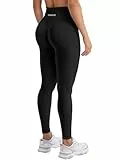YEOREO Damen Sport Leggings Invisible Scrunch Butt Gym Leggings Hoch Taille Yoga Legging Booty Workout Leggings Booty Lifting Po Push Up Gym Sporthose Schwarz M
