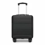 KONO Koffer Klein 16 Zoll Leicht ABS+PC Hartschalenkoffer mit Zahlenschloss Reisekoffer mit 4 Rollen Handgepäck für Ryanair und easyJet 45x35x20cm, Schwarz
