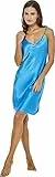 Jadee Damen Seiden Nachthemd Nachtkleid Negligee aus 100% Seide - Horizon Blue - S -