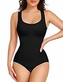 Niwicee Shapewear Damen Body Shaper Bauchweg Shape Bodysuit Formende Miederbody Figurformende U-Ausschnitt Tank Tops Taillenmieder Sculpting Bodysuit (L, Schwarz)