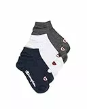 Champion Unisex Core Socks 6PP Short Crew Freizeitsocken, Marineblau, Weiß, Grau, 39-42
