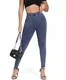 STARBILD Skinny Jeans Damen Scrunch Butt, Slim Fit Leggings Push Up, Jeggings Stretch Hose High Waist, Scrunch Butt - Blau XL