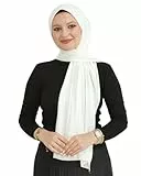Prien Hijab Kopftuch Für Damen, Frauen Schal Kleider, Modern Kopftücher Weicher Jersey, Muslim Kleid Türkisch Premium Gebetskopftuch, Umrah Geschenk, Hijab Set (Creme)