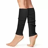 AUYAO Gestrickte Beinstulpen Damen Winter Stulpen Crochet Stricken Lose Beinwärmer Lange Leg Warmer Gothic Punk Thermo Gestrickte JK Socken Legwarmers 90er Kawaii Häkelstulpen Tanz Studenten (Schwarz)