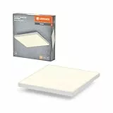 LEDVANCE Planon Frameless Deckenleuchte in Weiß mit fortschrittlicher LED-Technik, 19 W, quadratische Form (300 x 300 mm), warmweiße Lichtfarbe bei 3000 K, Aluminium-Gehäuse, mattierter PMMA-Diffuser