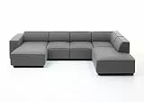 Atlantic Home Collection BULKY Wohnlandschaft Ecksofa, Récamière rechts, Stoff, hellgrau, 195 x 324 x 70 cm