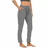Generisch Hose Damen Casual Sommerhose Baumwolle Cargohose Mode Frauen Jogginghose Einfarbig Bequem Stoffhose Schlaghose Relaxhose Wide Leg Cargo Hosen Dunkelgrau S