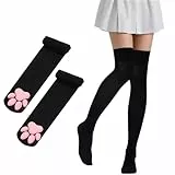 Lusofie Cat Paw Oberschenkelhohe Socken Overknees Kawaii 3D Katzen Socken Cosplay Strümpfe Damen Niedliches Katzenpfoten Pad Socken Kostüm Cat Overknees Geeignet für Damen und Mädchen zum Rollenspiel