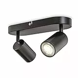 B.K.Licht - Deckenlampe schwenkbar, GU10 Fassung, max. 9 Watt, Deckenleuchte, Lampe, Wohnzimmerlampe, Schlafzimmerlampe, Küchenlampe, Deckenstrahler, Deckenbeleuchtung, 27x6x9 cm, Schwarz