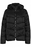 KAFFE Women's Puffer Jacket High Collar Hooded Hip Length Zipper Regular Fit