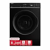 SHARP ES-PRO814BA-DE Waschmaschine (8 kg, EEK A, 1400 U/min.), (WiFi, Inverter Motor, Dampf, AquaStop), Schwarz