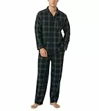 LAPASA Herren Pyjama-Set Relaxed Fit Lounge Top & Hose, Flanell Schlafanzugset M95, Dunkelgrün + Navy Blau, XXL