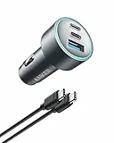 Anker USB-C 535 Car Charger, 67W KFZ-Ladegerät, Auto Schnellladegerät mit 3 Anschlüssen, PIQ 3.0 für iPhone 16/15/15 Plus/15 Pro/15 Pro Max, Galaxy S23, MacBook Pro, iPad Air (inkl. USB-C Kabel)
