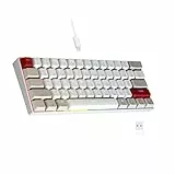 Newmen GM610 Gaming-Tastatur, 60% Weiß & Grau, mit zusätzlichem Keycap-Spiel, RGB mechanische Tastatur, kabellos, Bluetooth und kabelgebunden, Upgrade-fähig für Win/Mac/Android, Gamer-Tastatur