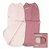 Momcozy Pucksack Baby 0-3 Monate, leiser Verschluss,Swaddle für frischgebackene Eltern, reduziert den Schreckreflex, unverzichtbar für Neugeborene 0-3 Monate, 2er-Pack,Rosa
