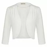 Belle Poque Damen Bolero Elegante 3/4 Ärmel Kurze Strickjacke Leichte Shrug Sommer Elegantes Crop-Top für Kleider Weiß L