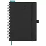 BEZEND Kalender 2026 Buchkalender A5 Ringbuch 1 Woche 2 Seiten | Terminplaner 2026 Wochenplaner mit 100 g/m² Papier & Monats-Register | Planer & Terminkalender mit PU-Leder Softcover - Schwarz